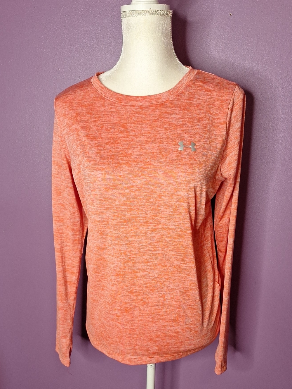 Under Armour Heathered Coral Long-Sleeve Performance Tee